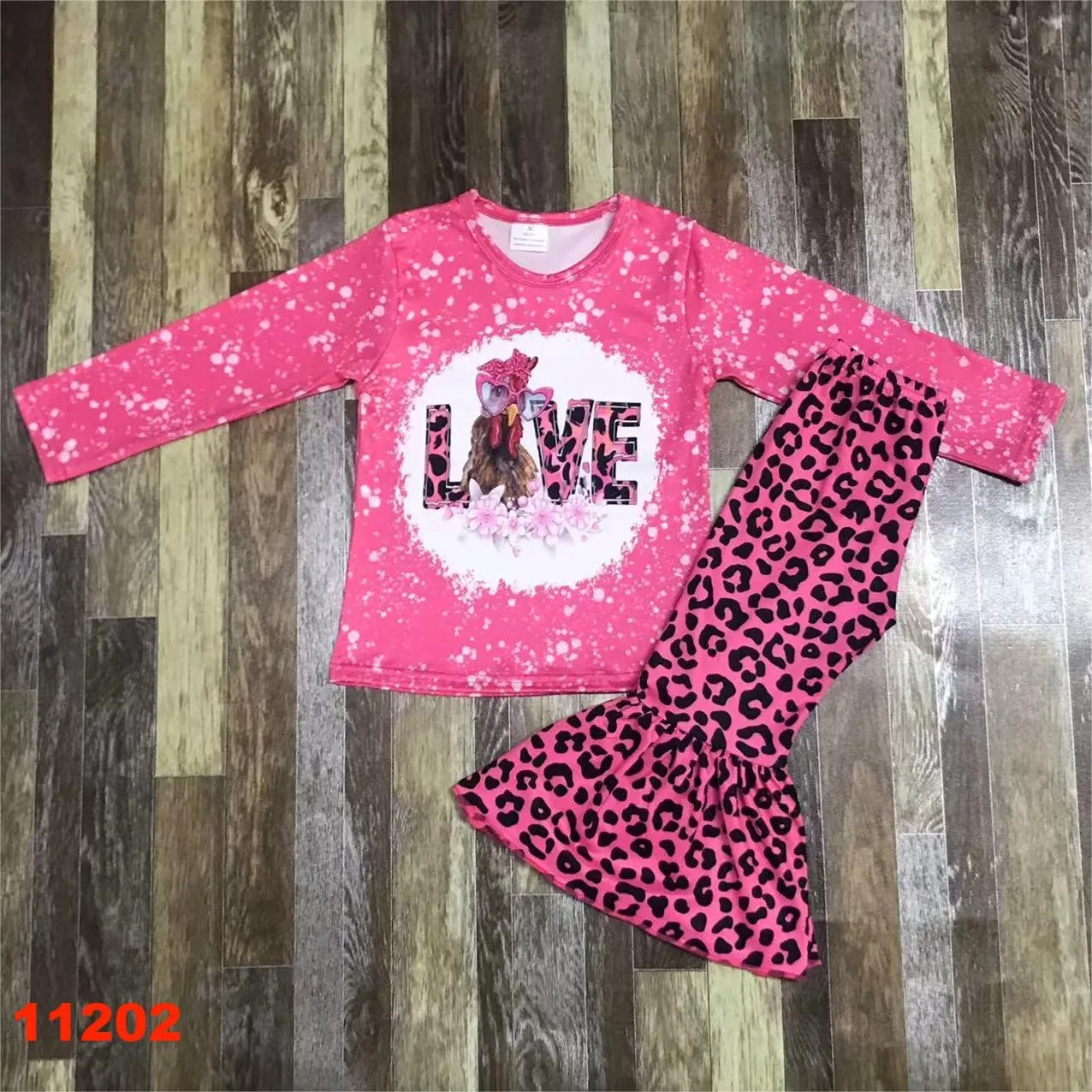 Valentine's day Girl Baby Dress and Pants Pink Long Love Rabbit Childrens Clothes Romantic Clothing