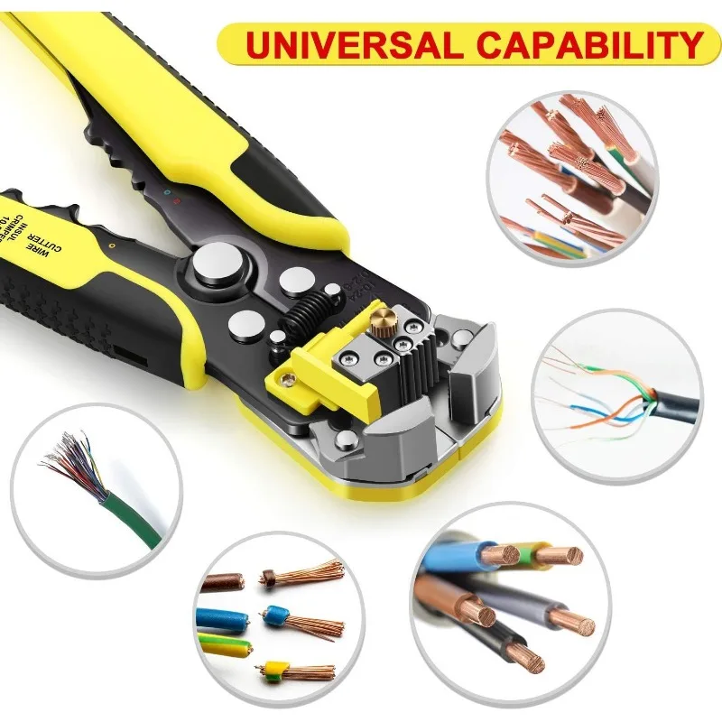 Wire Stripper Multifunctional Wire Stripping Pliers Adjusting Insulation Wire Stripper for Wire Stripping, Cutting, Crimping