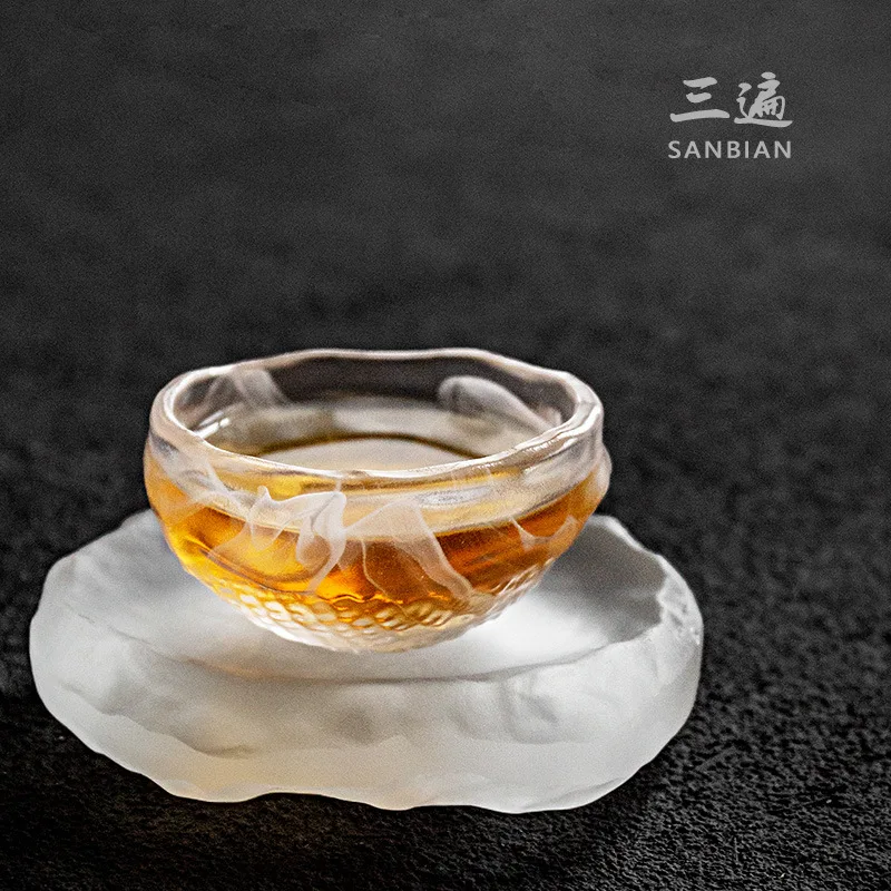 

★★Cloud Mist Glass Tea Cup Tea Cup Master Cup Tea Bowl Glass Frozen Burning Single Tea Cup Kung Fu Tea Set