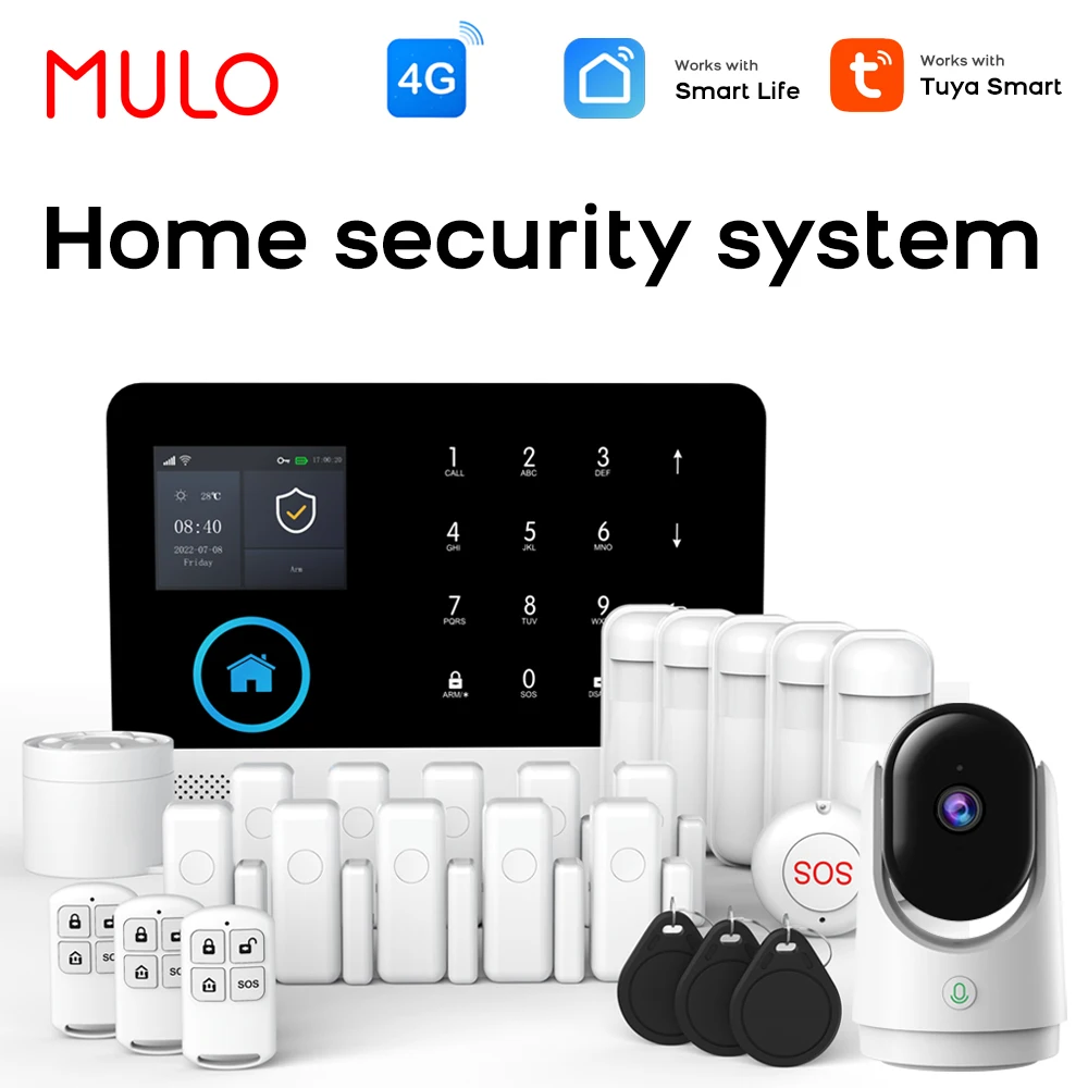 

4G+WiFi Smart Wireless Home Security Alarm System with 2MP HD Camera, APP Remote Control, Easy Setup Protection Kit