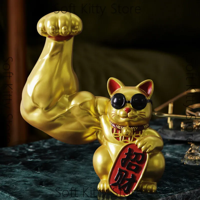 Lucky cat vigorously muscles Lucky cat front desk high-end gifts practical checkout page ornament