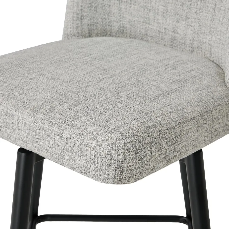 カウンターハイトバースツール2脚セット、シート高さ26.9インチ、回転式、布張りリネンバースツール、背もたれと金属脚付き、キッチン用