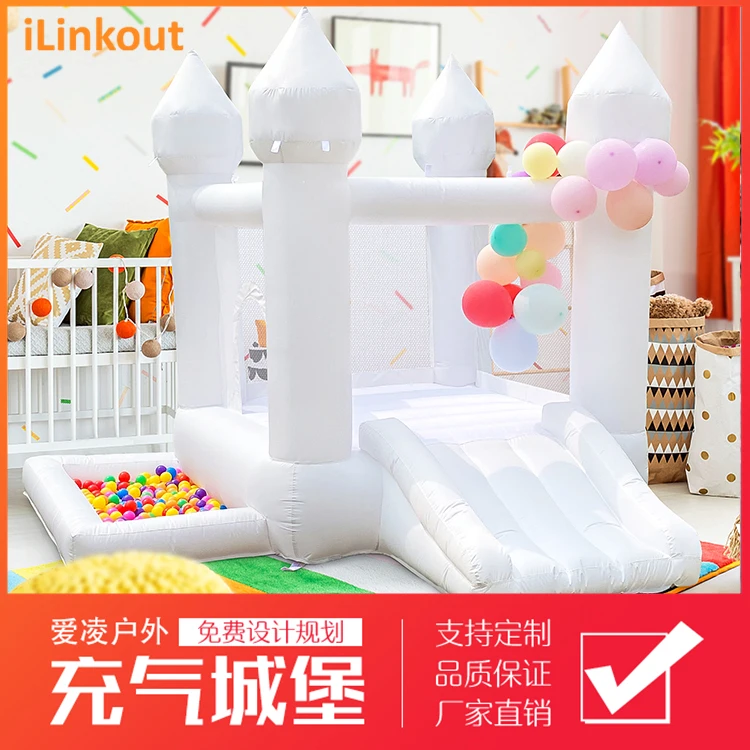 Indoor white children inflatable home castle small European and American birthday party wedding trampoline trampoline toy