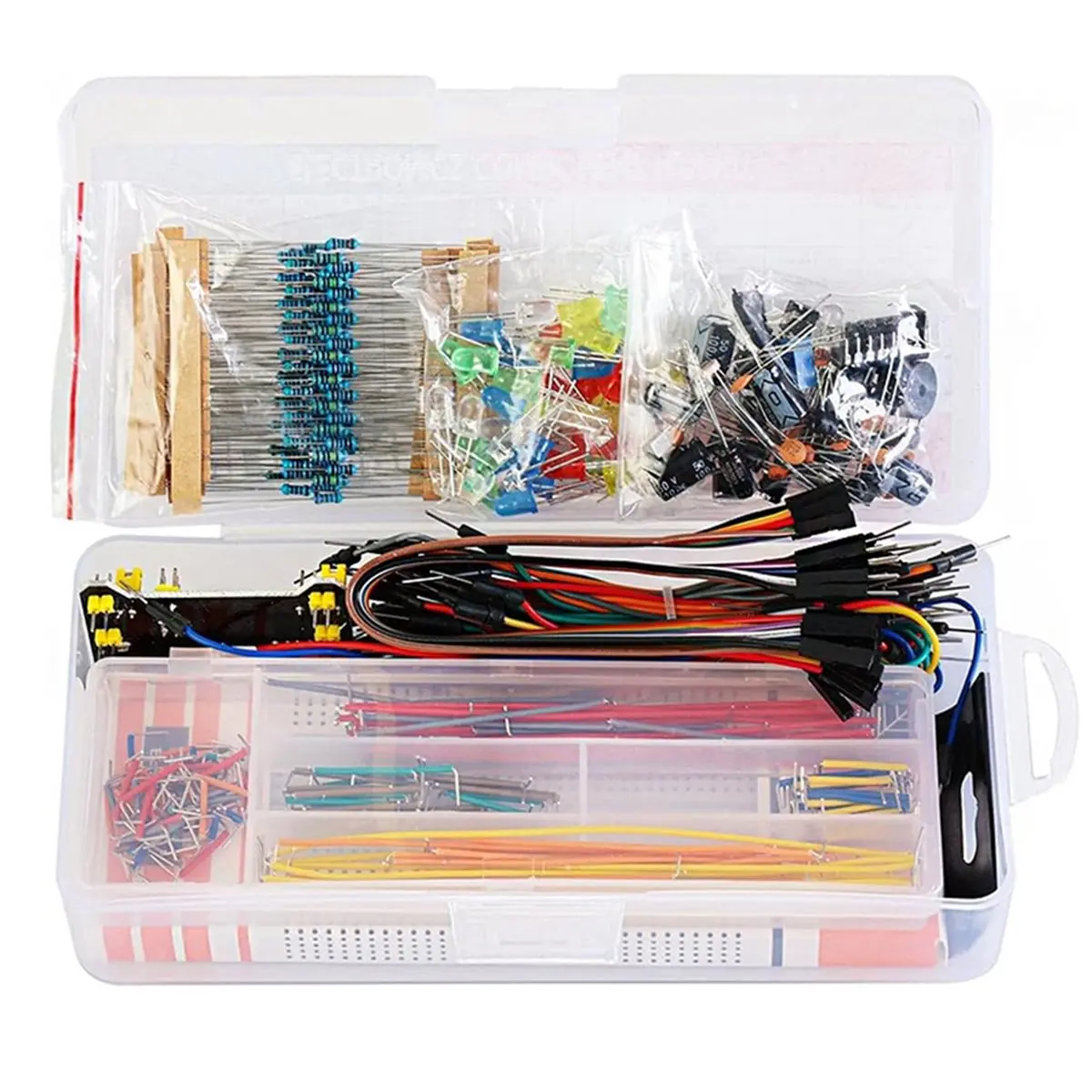 DIY Electronic Component Assorted for ,830 Point Breadboard,LED Diodes,Jumper Wires,Resistor and Capacitor Pack