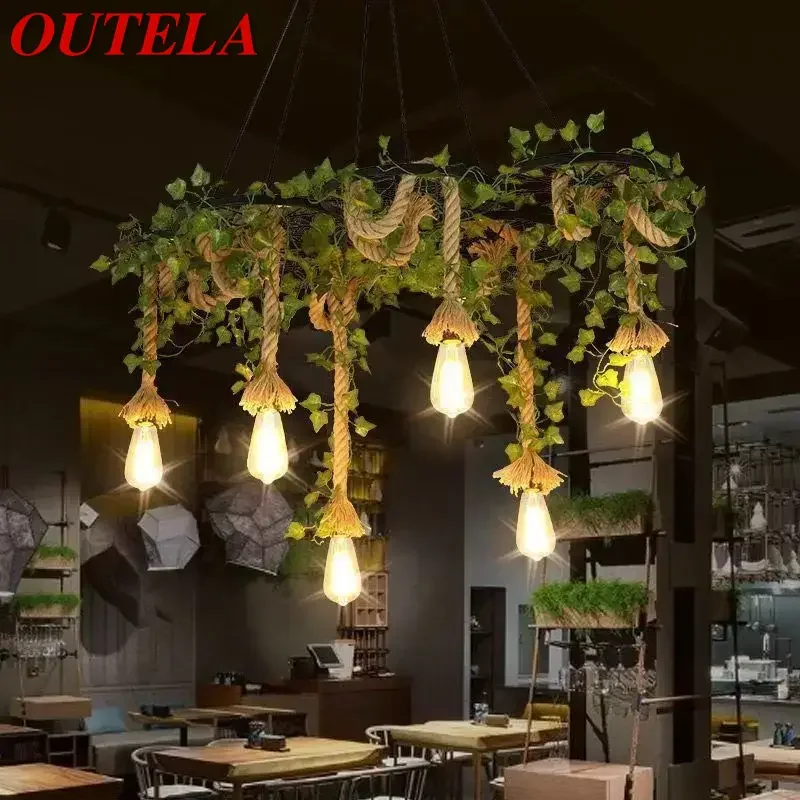 OUTELA American Country Pendant Lamp Retro Creativity Plant Music Restaurant Cashier Counter Bar Cafe Milk Tea Shop Chandelier