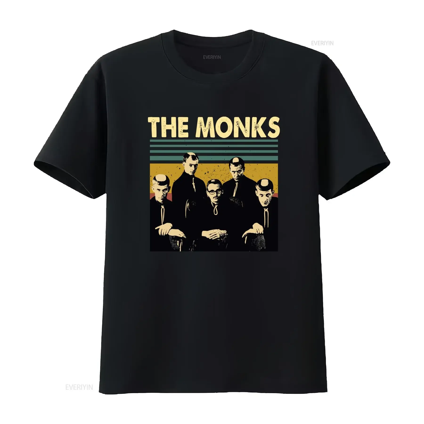 The Monks Band Vintage Style T Shirt Retro Design For Friends And Family vintage Washed Unisex homme Soft Top For Everyday Wear