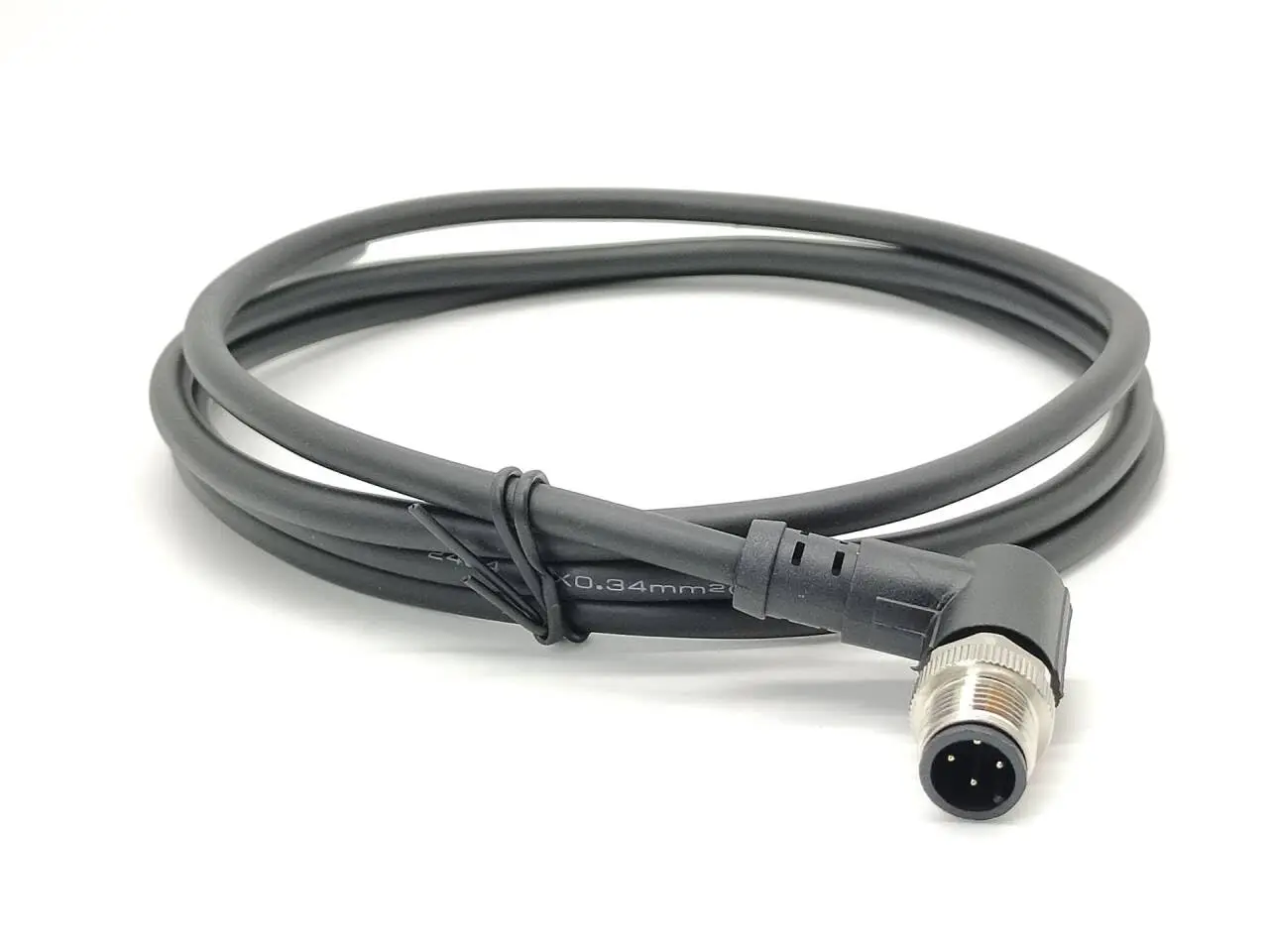 10pcs M12 Male Elbow 4 Pin Right Angle Aviation Connector Electrical Cable 1.5M AWG22 A Code
