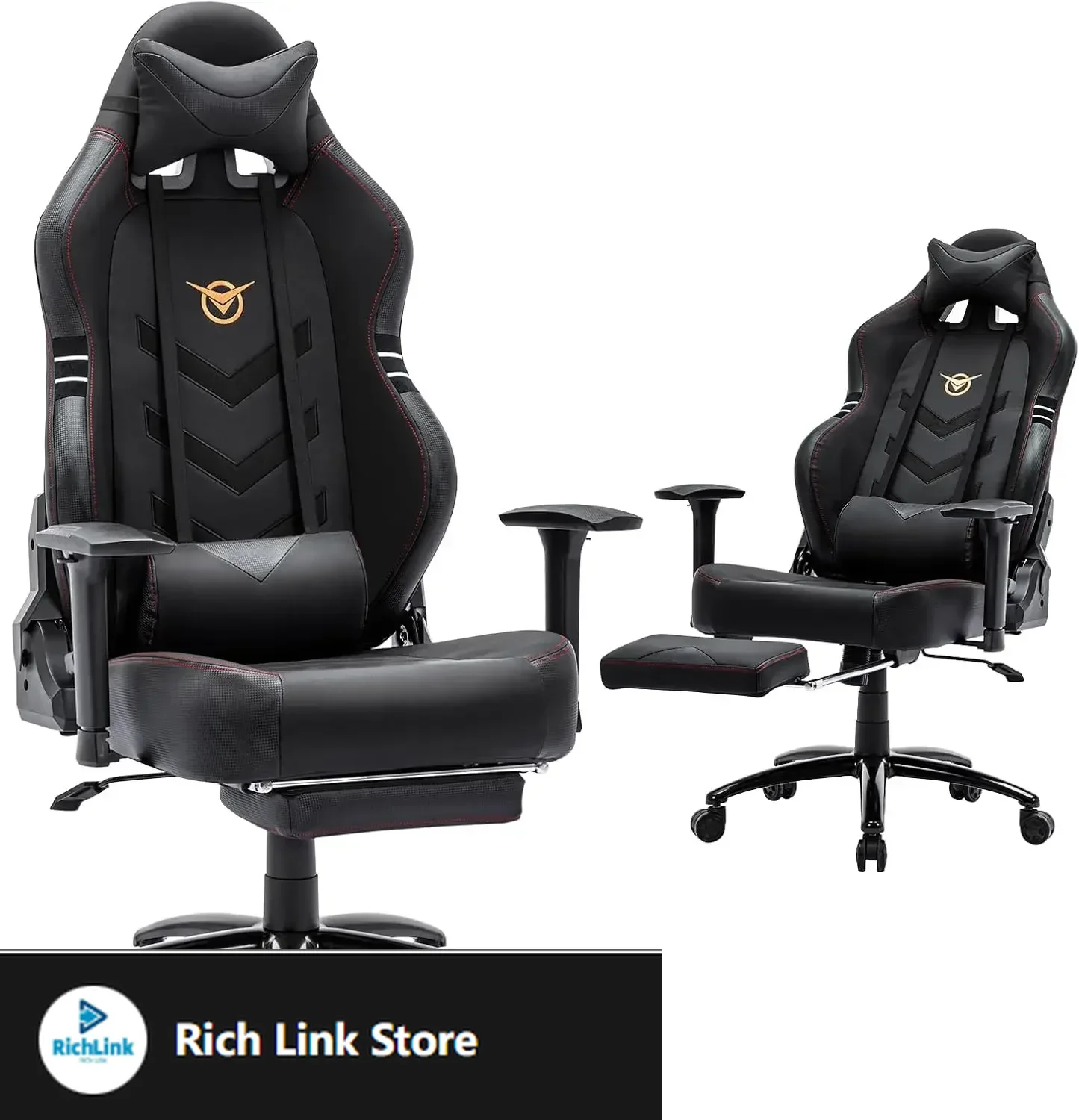 

Big and Tall Gaming Chair with Footrest 350lbs-Racing Computer Gamer Chair, Ergonomic High Back PC Chair with Wide Seat, Black