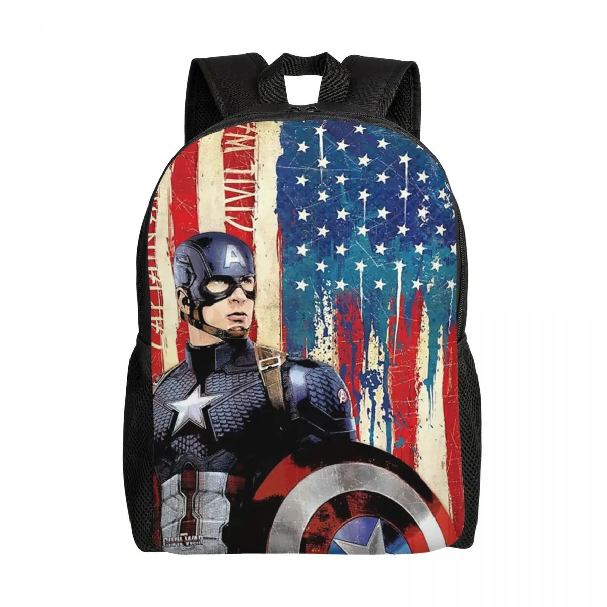 Custom Avengers Captain America Backpack for Women Men Waterproof School College Marvel Comic Bag Print Bookbags