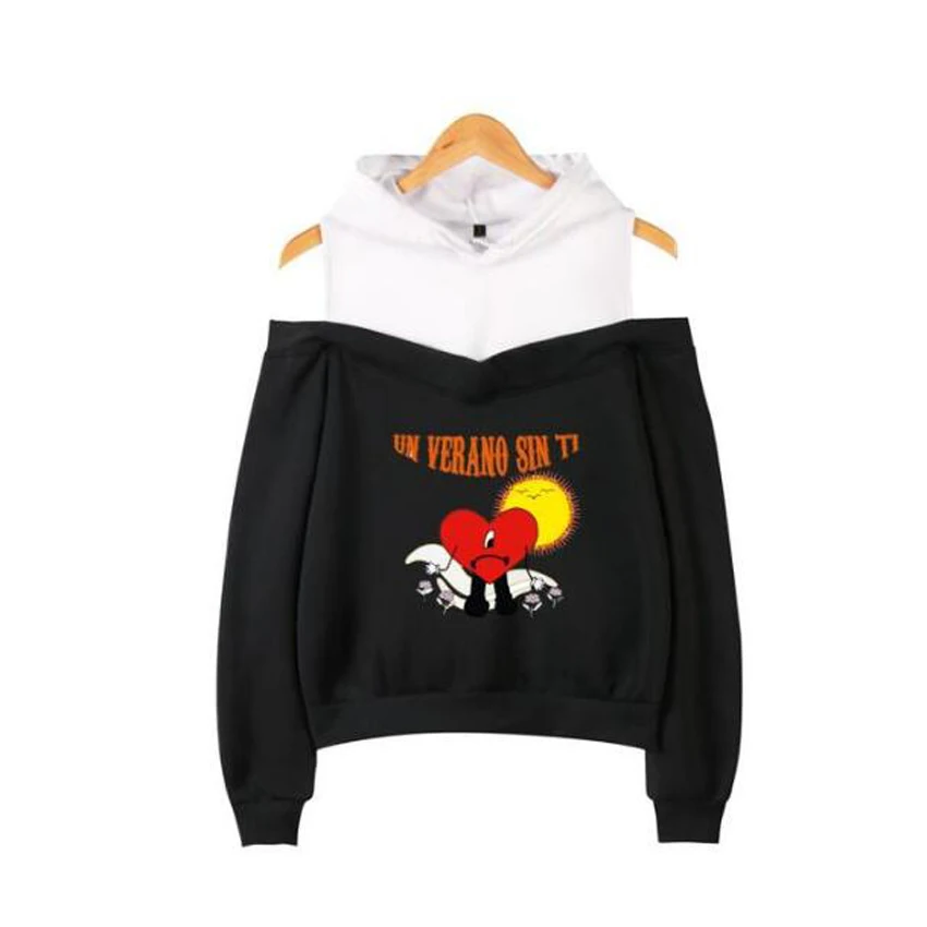 Rapper Schlechte Bunny Un Verano Sin Ti Neue Album Frauen Hoodie Sweatshirt Street Hip Hop Sexy Off Schulter Pullover Mit Kapuze jacke