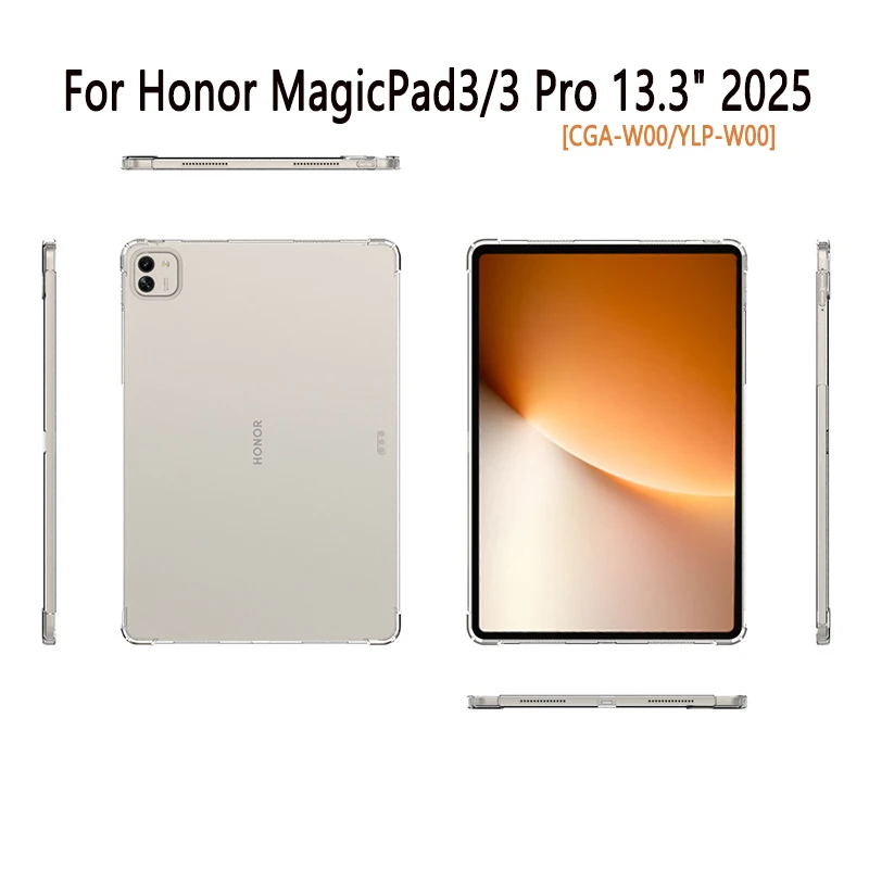 

For Honor MagicPad3 3 Pro 2025 Case 13.3 inch Transparent Airbag Silicone Soft Tablet Cover funda CGA-W00/YLP-W00 13.3"TPU shell