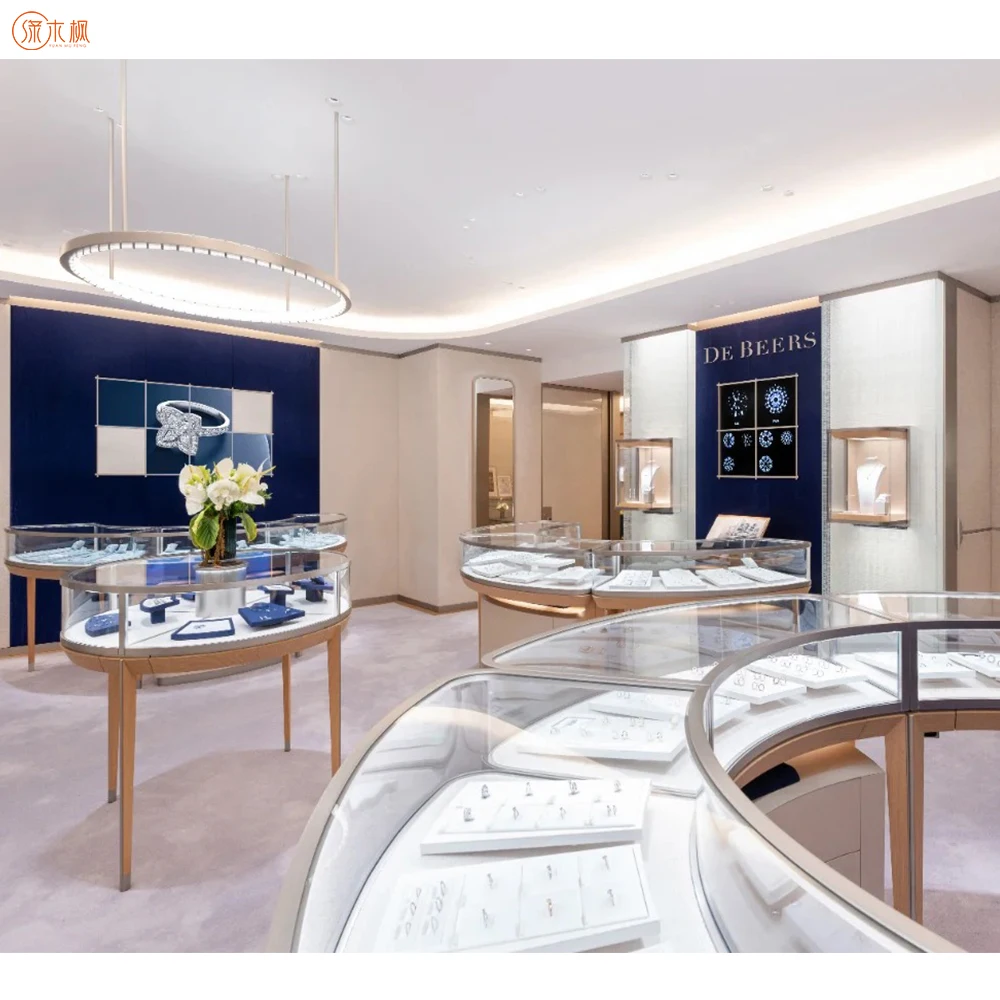 Boutique Oval Jewelry Store Design Schmuck Display Counter Custom Factory Supply