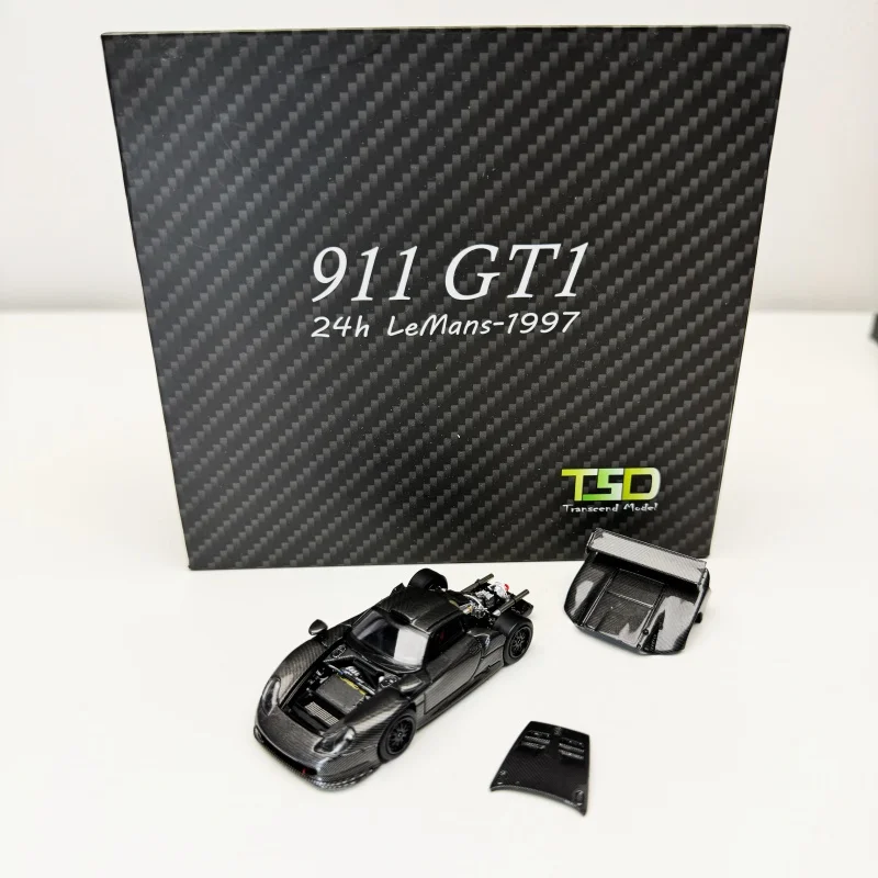 Модель Transcend 1:64 911 GT1 (LeMans GT1 1997) из полностью карбонового сплава, черная, литая под давлением.