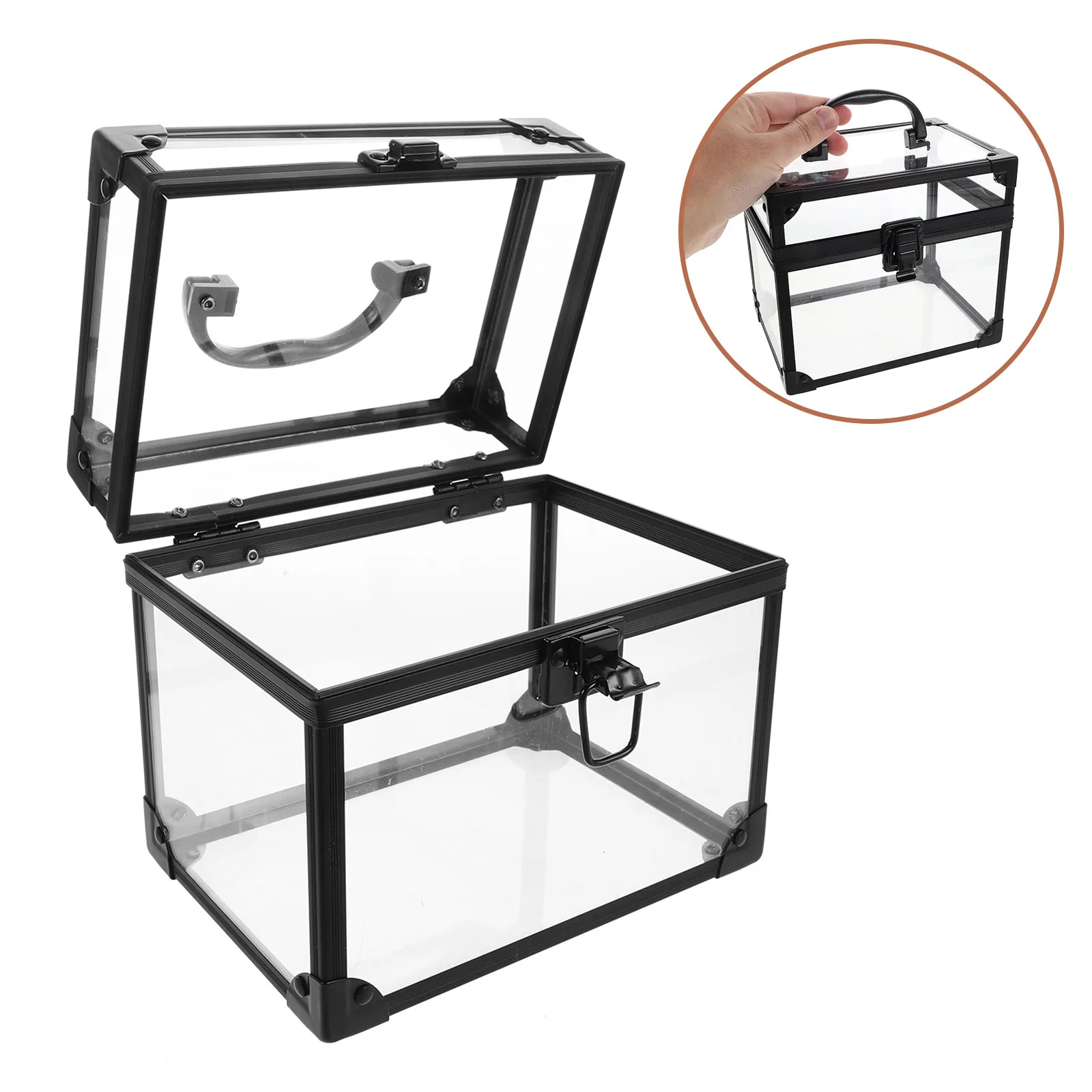 

Clear Vinyl Record Carrying Storage Box With Handle And Lid Large Capacity Record Album Organizer Case Moisture-proof Dustproof
