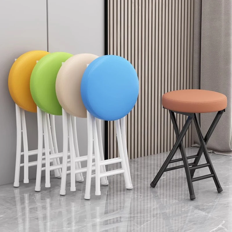 

Folding Home Backrest Soft Bag Bar Chair Desk Dormitory Folding Stool Balcony Small Portable Round Stool Kitchen Bar Furniture