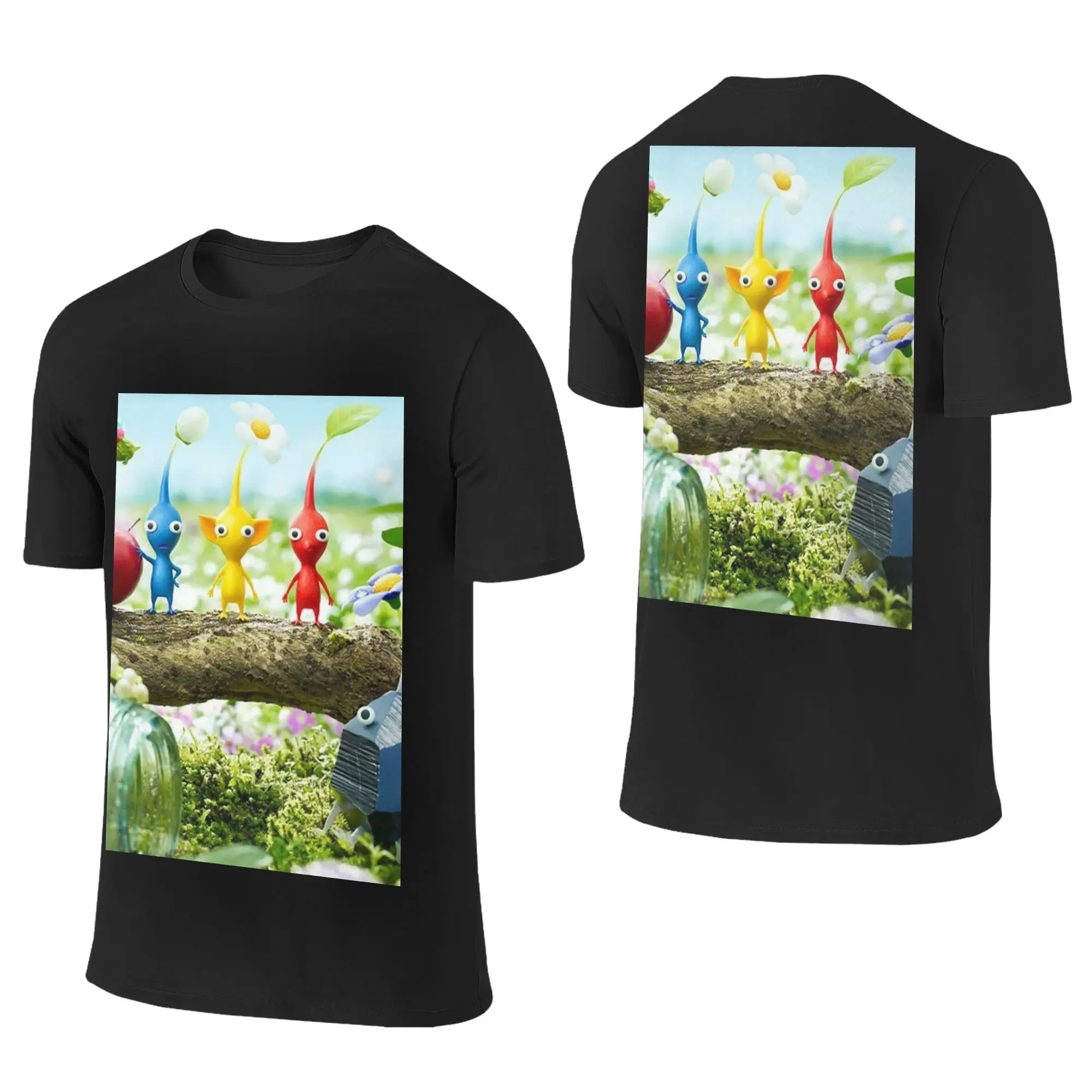 100% Cotton Pikmin  T-Shirt Men's Double Sided T Shirt Men O-Neck Summer Shirts Tops S-6XL