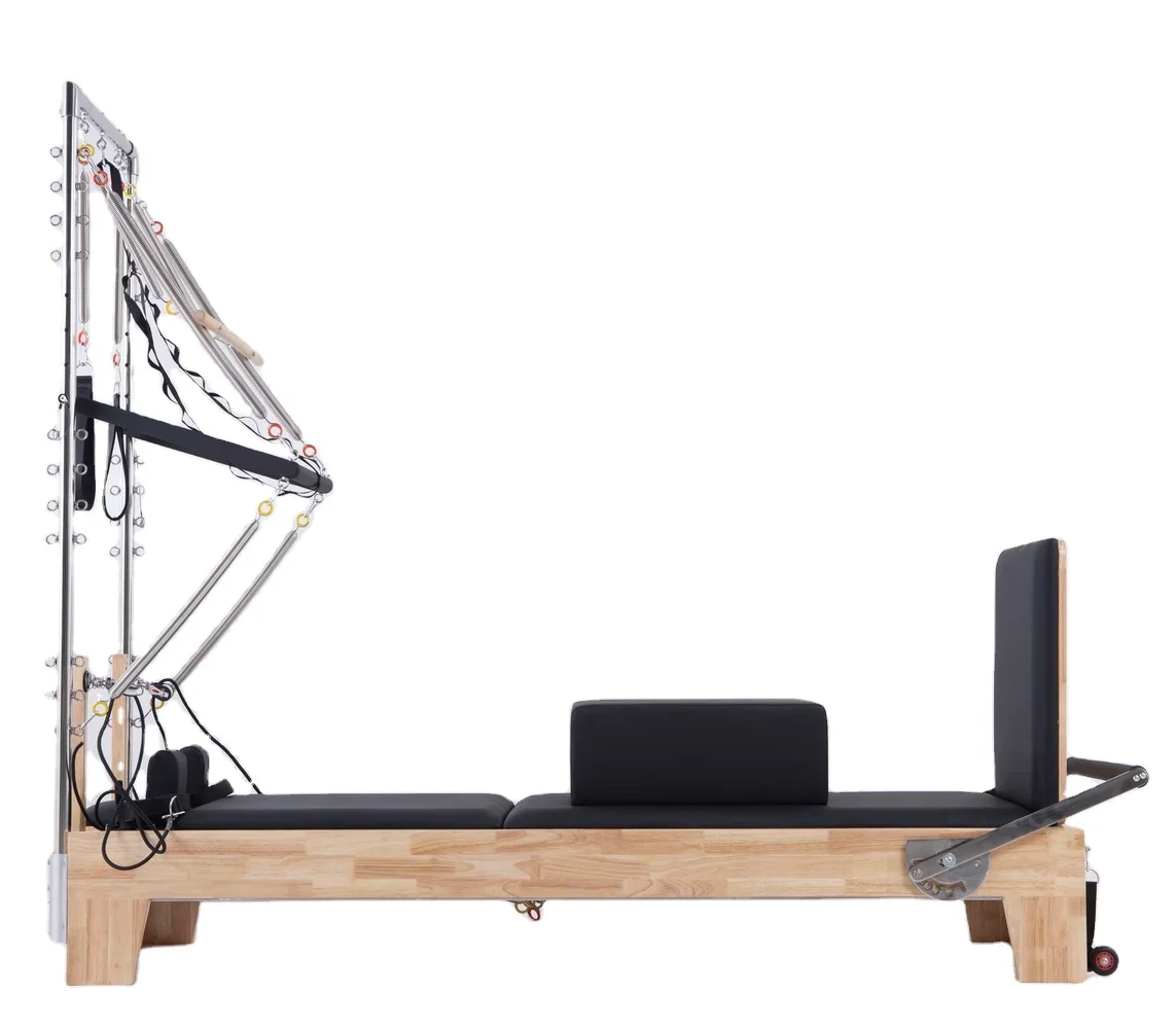 

Premium Pilates Equipment Durable Wooden Reformer with Tower Core Training Bed & Half Trapeze Tower Made From Oak