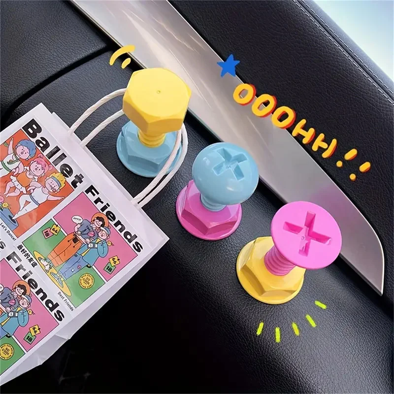 Creative Colorful Screw Self-adhesive Hook Cute Cartoon Sticky Hook for Wall Door Non Punching Hooks  for Bag Random style combo