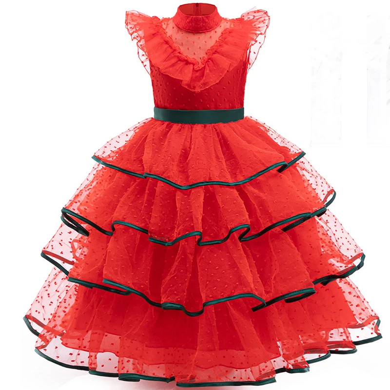 عيد الميلاد الفتيات الأحمر تول فستان الأميرة الاطفال تمويه ليديا ديتز الزفاف الأحمر الرعب شبح العروس تأثيري هالوين زي