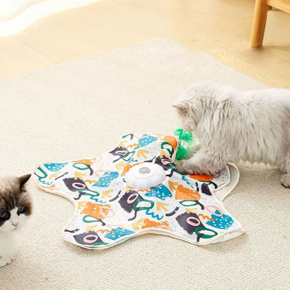 Automatic 360° Irregular Movement Cat Hide-And-Seek Toy With Motion Activated,Moving Feather,Chirping.Help Cat Relieving Boredom