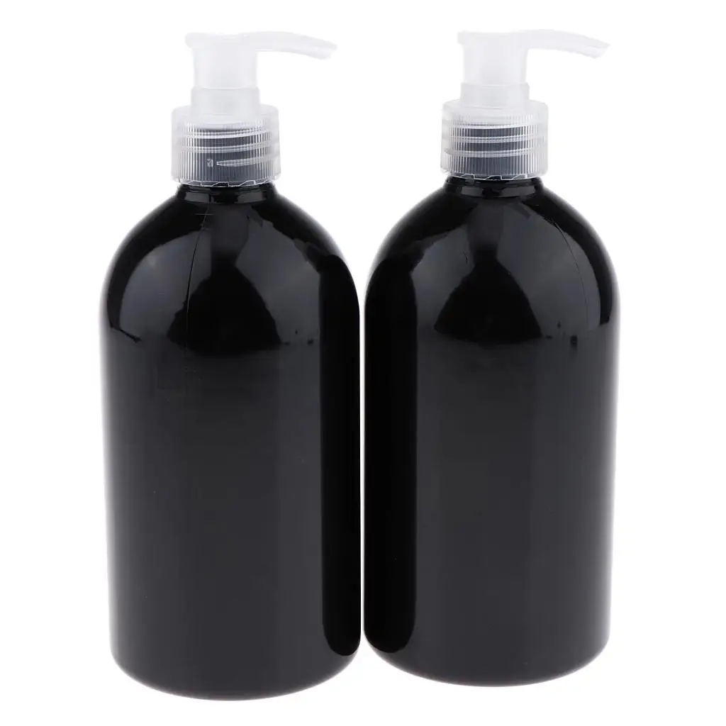 Set of 2 500ml Empty Reusable Pump Bottle Conditioner for & DIY Bathroom