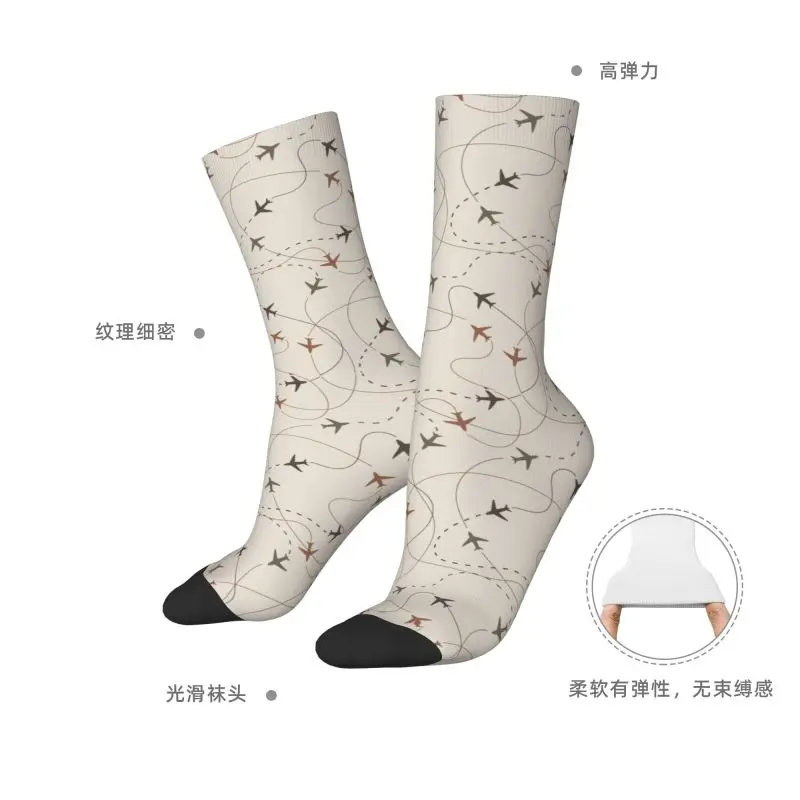 مضحك الطباعة الطيار الطائرات ليلة الطيران الطرق الجوارب للرجال تمتد الصيف الخريف الشتاء وحدات تحكم المرور الجوي طاقم الجوارب #6