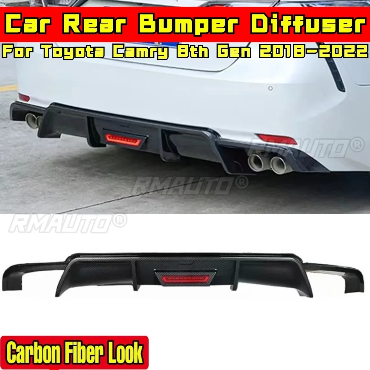 For Camry 8th Gen Body Kit Rear Bumper Spoiler Apron Rear Bumper Cover For Toyota Camry 8th Gen 2018-2022 Car Accessories