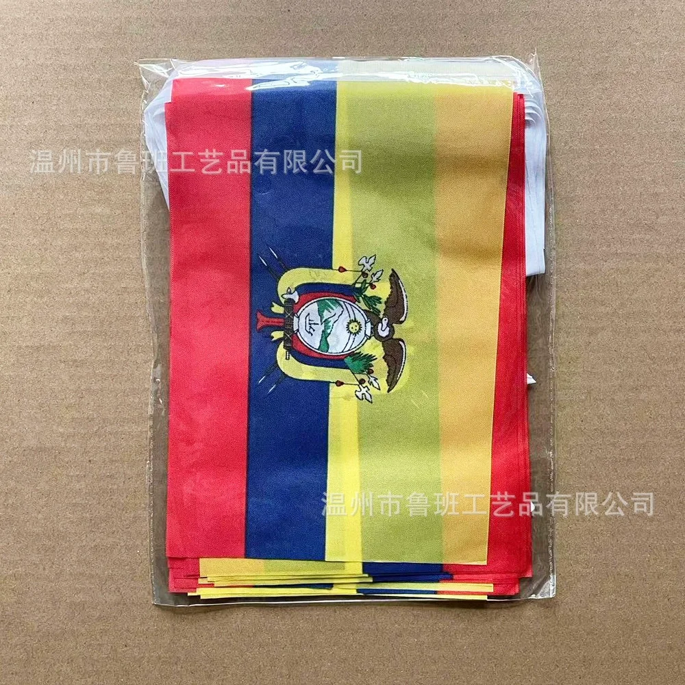 （TIKI FLAG）20pcs/lot Ecuador bunting flags 14x21cm Pennant Ecuador  String Banner Festival Party Holiday for decoration