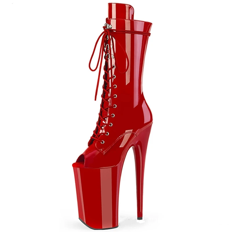 

26cm high-heeled fish-mouth boots of various colors, 10-inch thin heels waterproof platform model pole dancing show shoes