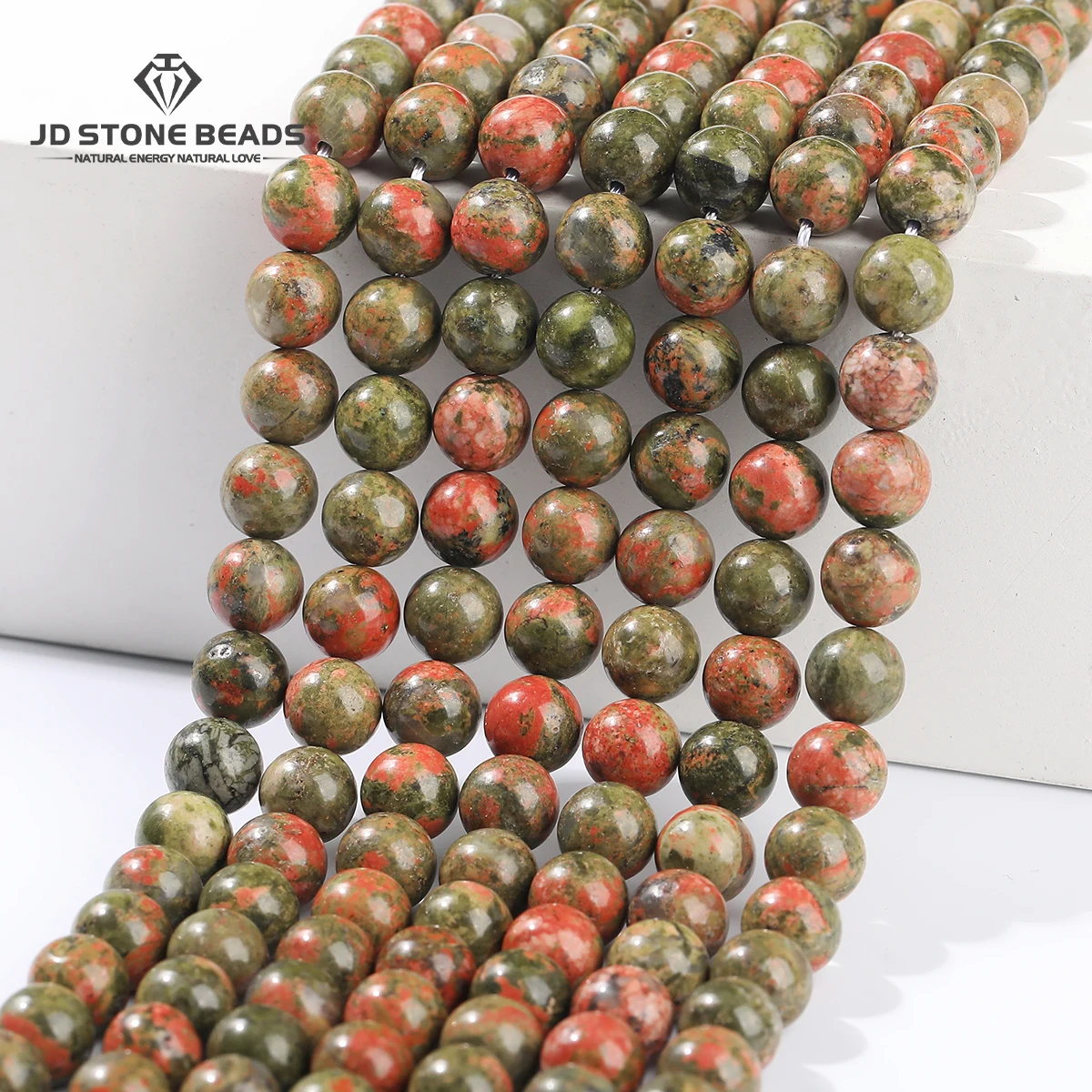 Natural Stone Unakite Jasper Bead Round Loose Spacer Beads 4 6 8 10 12mm for Jewelry Making DIY Bracelets Necklaces Accessories