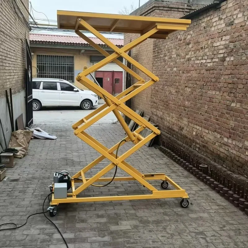 Foldable Portable Electric Hydraulic Stool, Mobile Small Lifting Platform, Flat Cart for Indoor Tile & Plastering Work