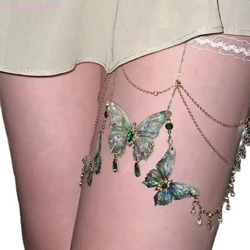 62KE Sexy Lace Leg Chain Butterfly Prendant Hit -Fringes Fringes Fringes Pody Jewelry Music Festival Music Festival #5