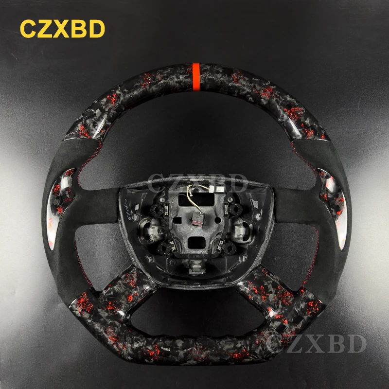For 2008 Ford Focus Glossy Red Flake Forged Carbon Steering Wheel High Quality Sport Wheel With Thumb Inaly Customized