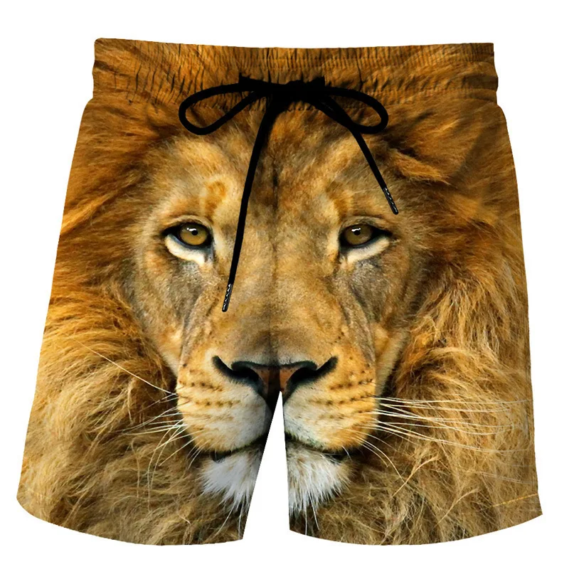Summer Lion Animal 3D Print Beach Shorts Men Oversized Surfing Beach Sports Board Pants Streetwear Swimsuits Trunks Man Clothing