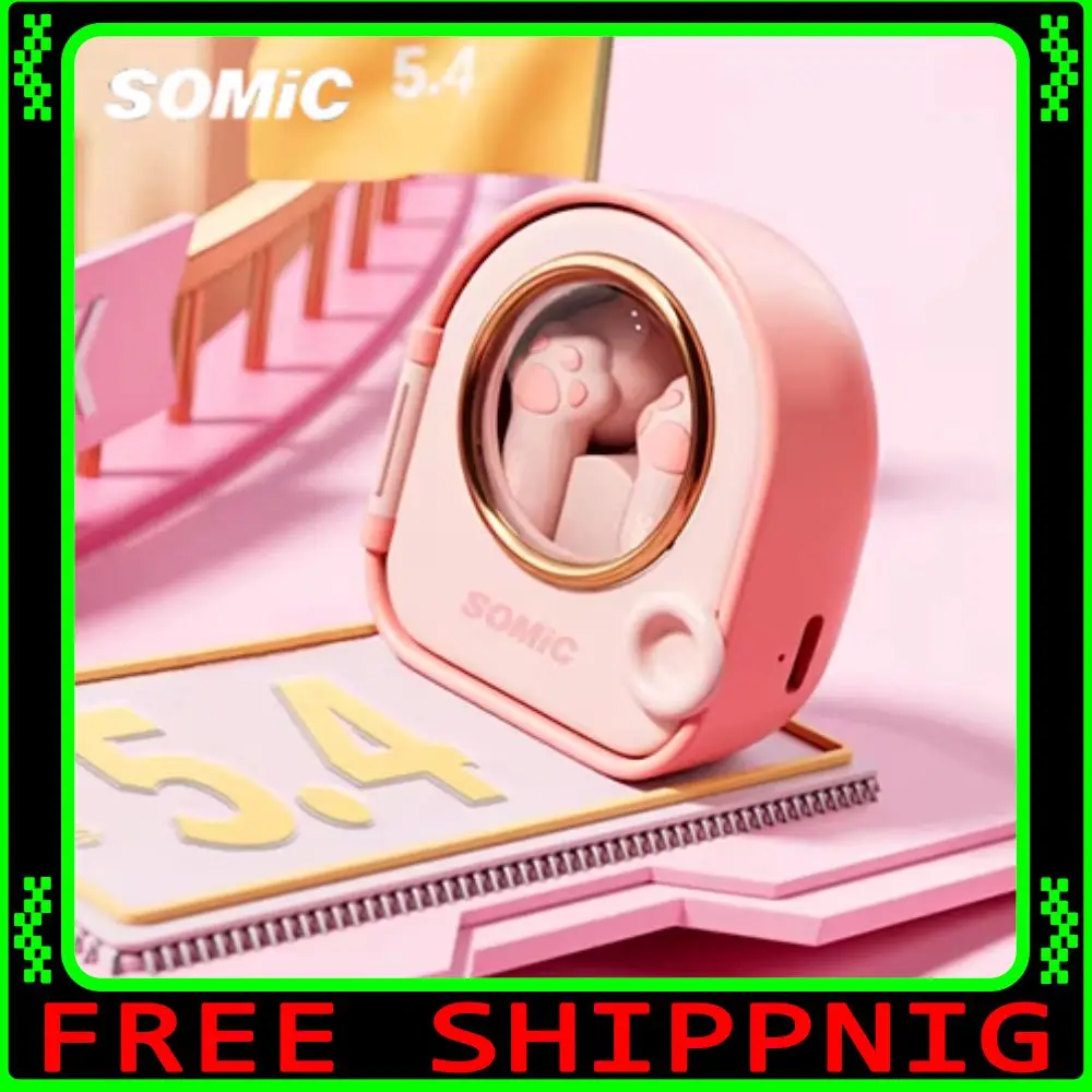 

Somic C10 Bluetooth наушники розовый милый кошачий коготь беспроводные наушники TWS музыкальные наушники Bluetooth гарнитура Kawaii Cat наушники