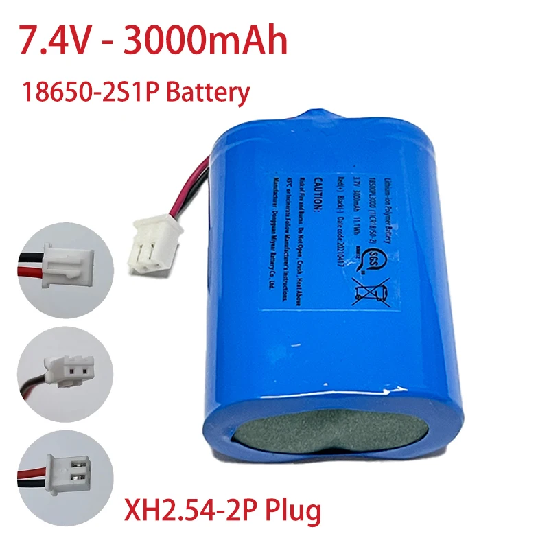 

18650 Battery 7.4V 3000mAh Lithium Rechargeable Battery Packs for Monitoring Equipment Toy Security Equipment Bluetooth Speaker