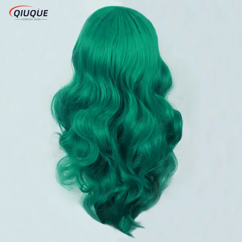 Kaioh Michiru Sailor Neptune Wigs 65cm Long Wavy Lake Green Heat Resistant Synthetic Hair Cosplay Wig + Wig Cap