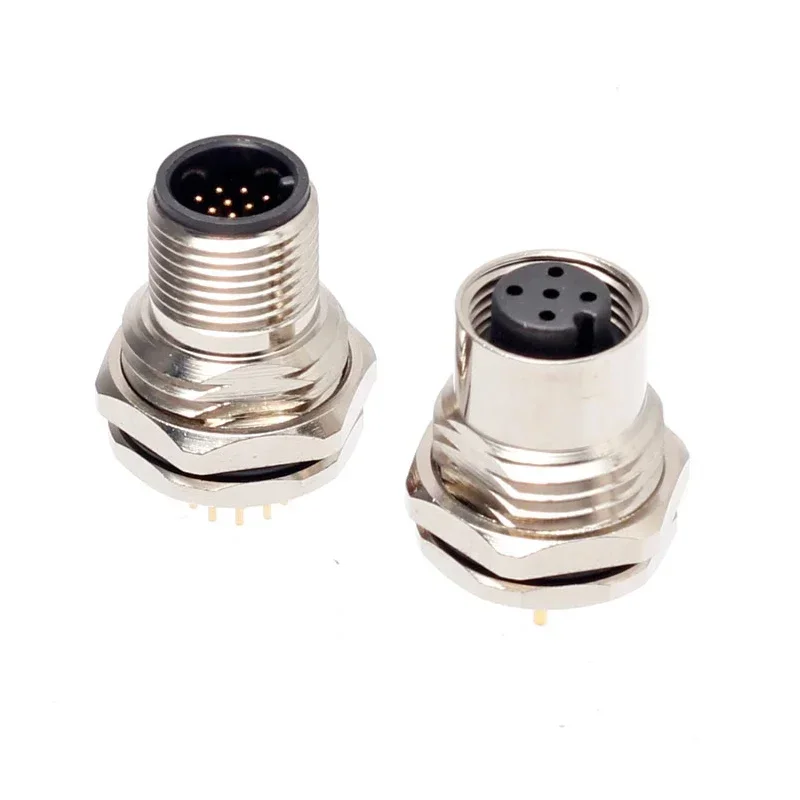 

5/10/100PCS Aviation plug socket M12 3/4/5/8/straight pin flange base welding plate PCB board 90 degree sensor plug plate