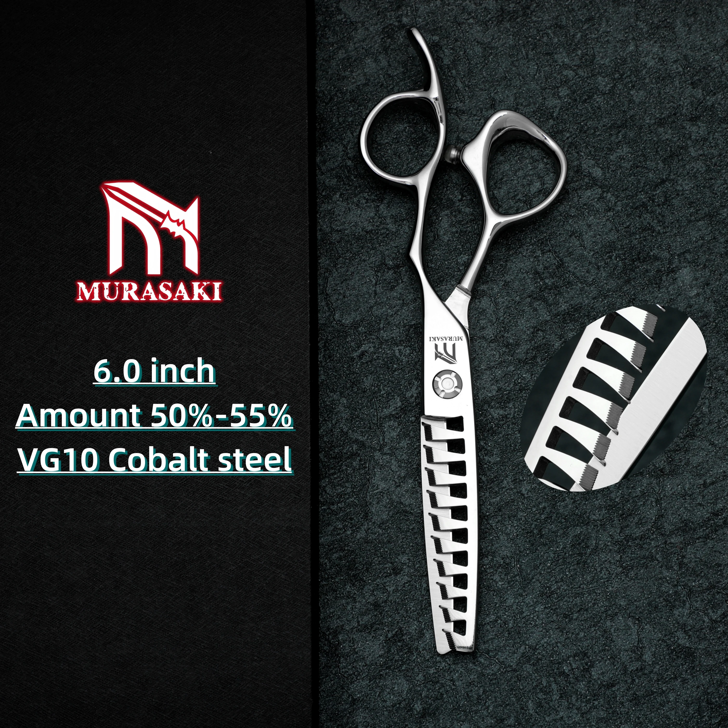

MURASAKI Professional Hairdressing Scissors，6.0 inch hair thinning shears，Ergonomic design，VG10 Steel Shears for Hairdressers