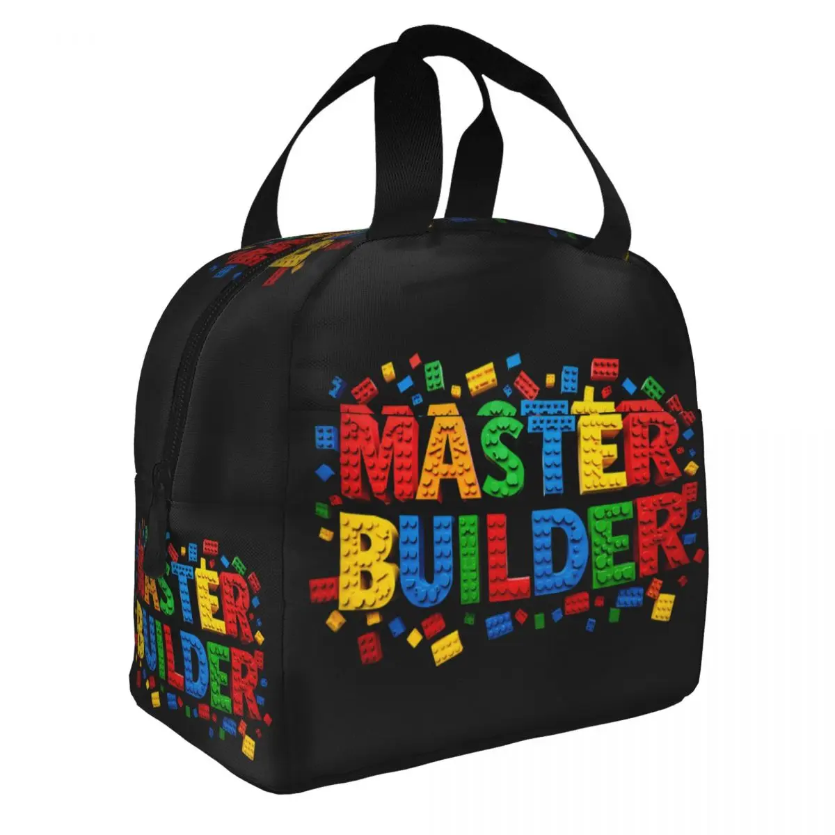 Custom Master Builder Kids Building Blocks Brick Builder Insulated Lunch Bag for Women Leakproof Thermal Cooler Lunch Tote