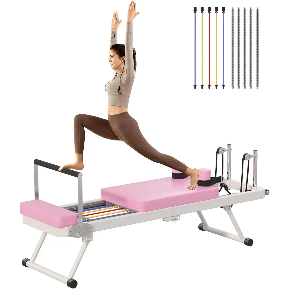 

Foldable Pilates Reformer Machine for Home Gym, Pilates Workout Equipment for Beginner, Cardio Fitness High Strength
