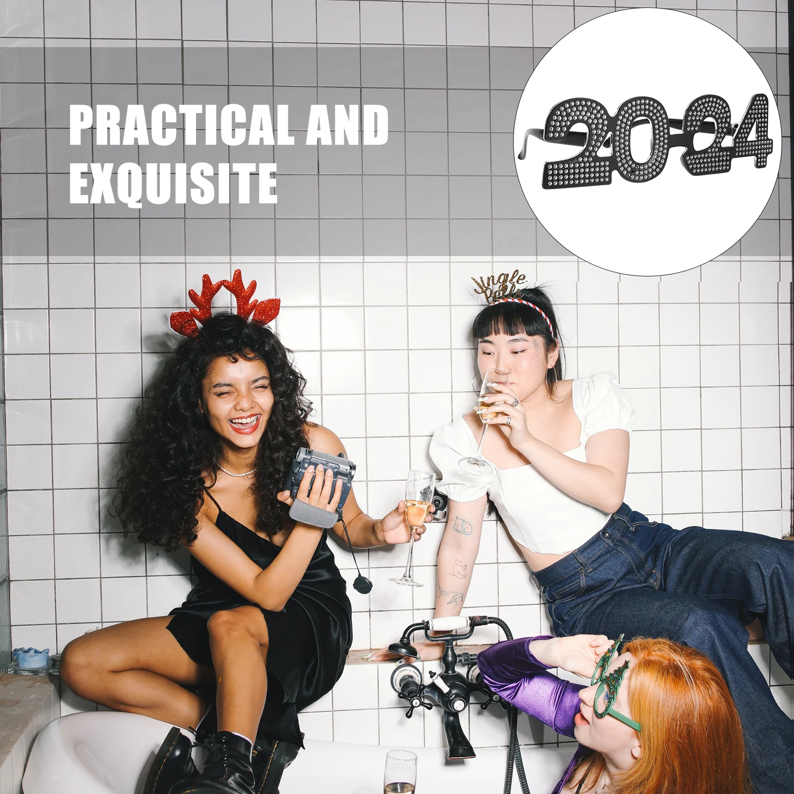 

New Year Party Eyeglasses 2024 Plastic Frames Decorative Glasses Props for Festivals and Celebrations New Year Glasses