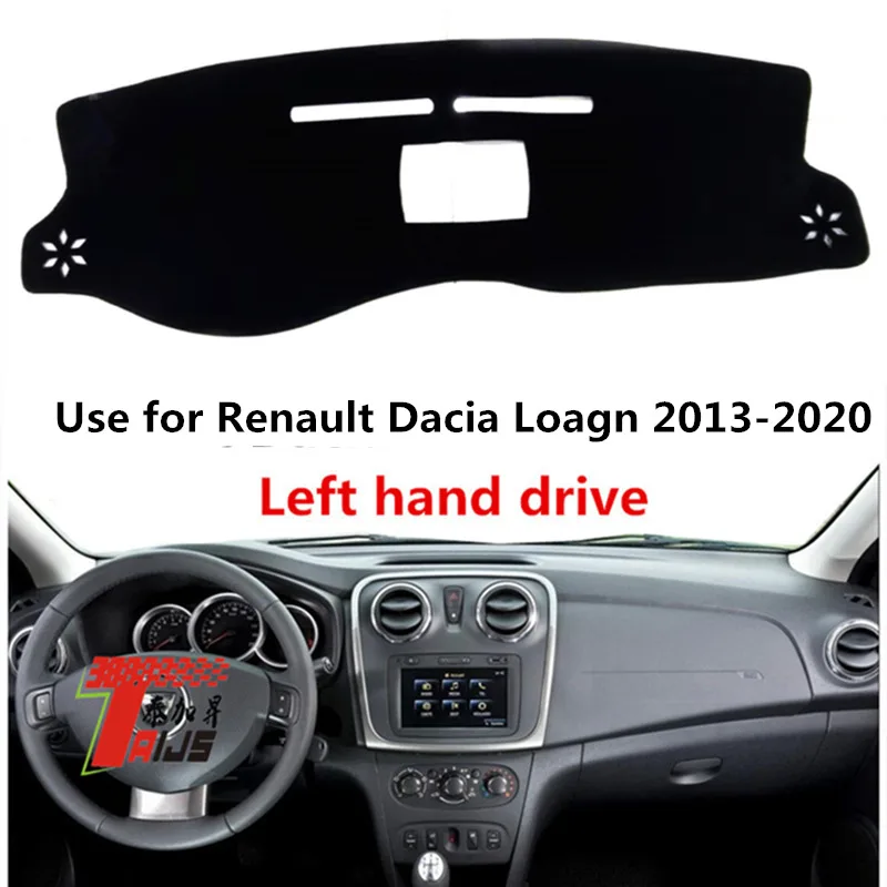 Taijs Left Hand Drive Car Dashboard Mat Dash-Mat for Renault Dacia Logan 2013 2014 2015 2016 2017 2018 Inner Sunshade Cushion