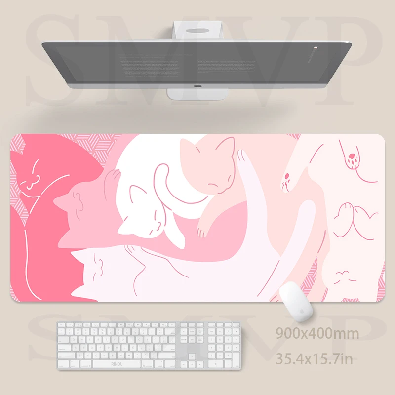 Pink Cat Gaming Mousepad Desk Mat Gamer Mouse Pad Large Mouse Mat Desk Pad Keyboard Mat Design Table Rug