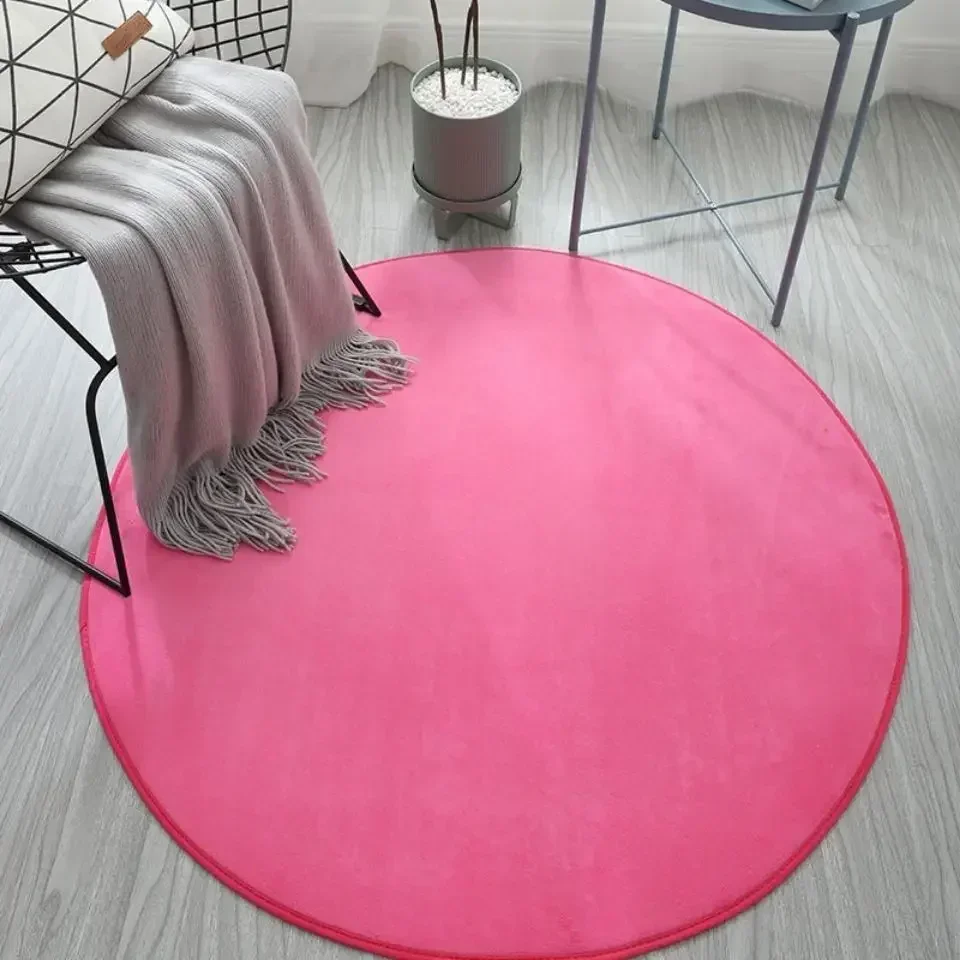 Nordic Style Round Carpet Living Room Coffee Table Children's Room Cute Solid Color Rug Computer Chair Hanging Basket Soft Mat