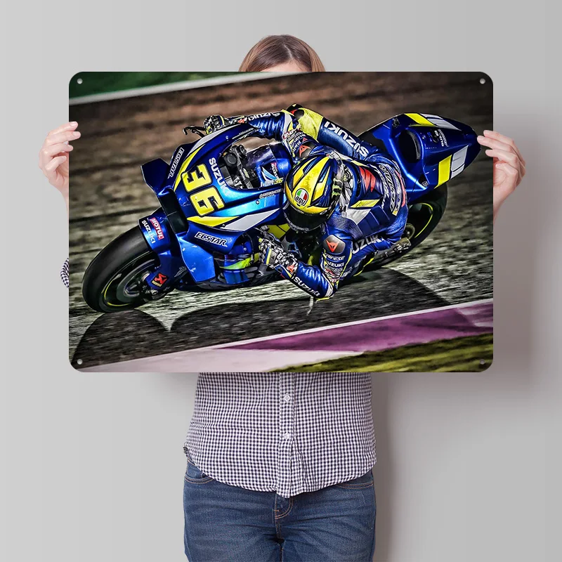 Joan Mir MotoGP Suzuki 3D Printed Texture Poster Personalized Wall Art Retro Metal Tin Signs for Room Decorations Man Home Decor