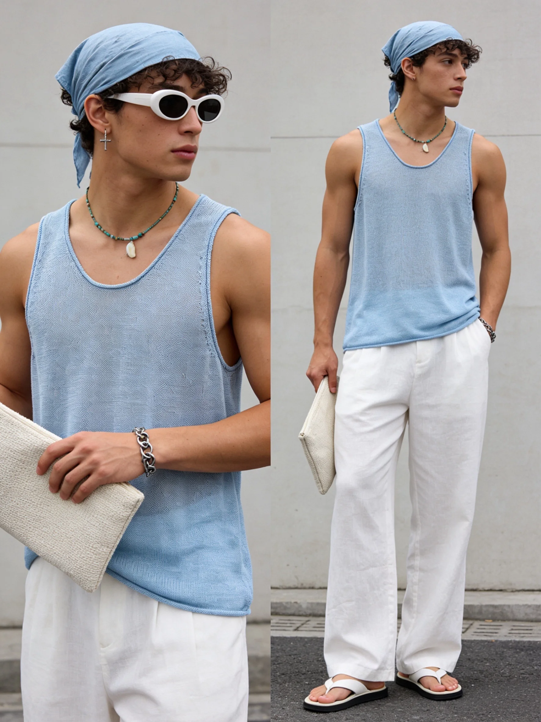 

Buddybody American Casual Slim Fit round Neck Sexy See through Sleeveless Knitted Sports Vest Breathable Elastic Lightweight ...