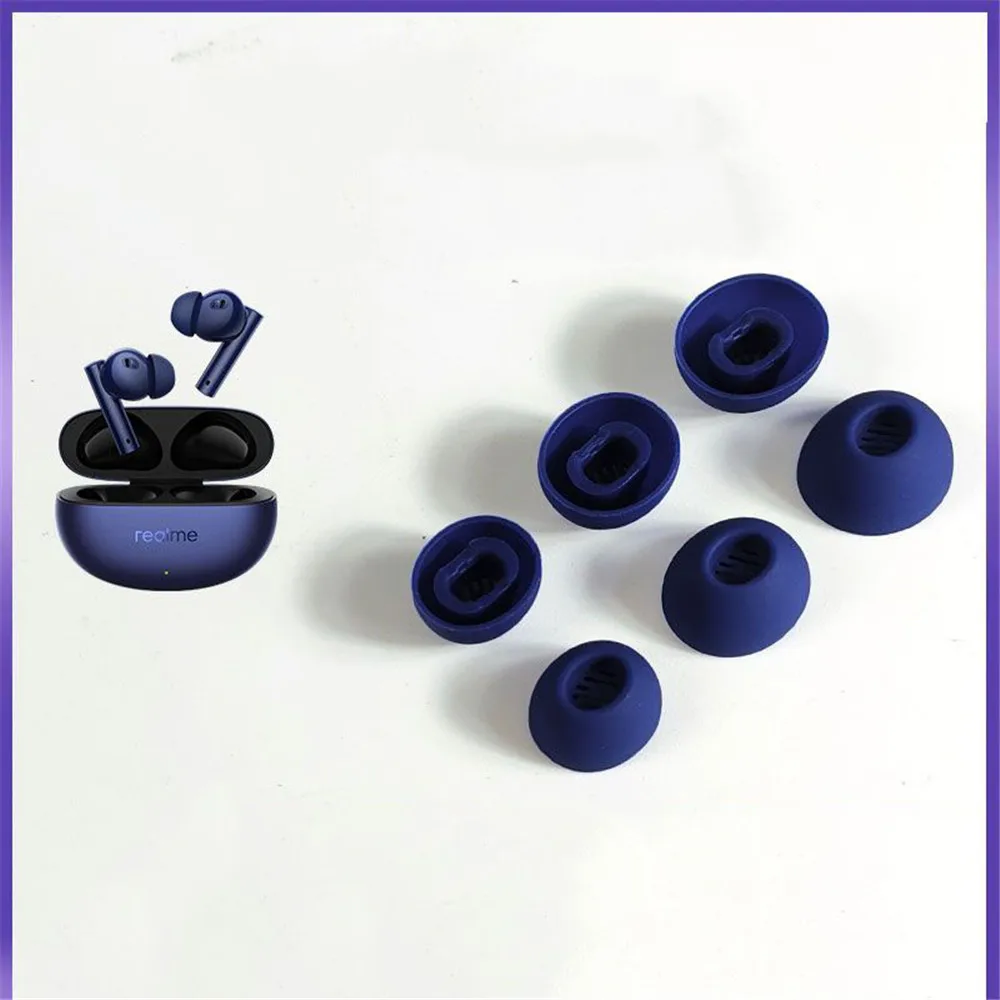 6pcs Earbuds Tips For Realme Buds T300 TWS Earphone Replacement Kits Accessories Soft Silicone Eartips Eargels Caps Repair