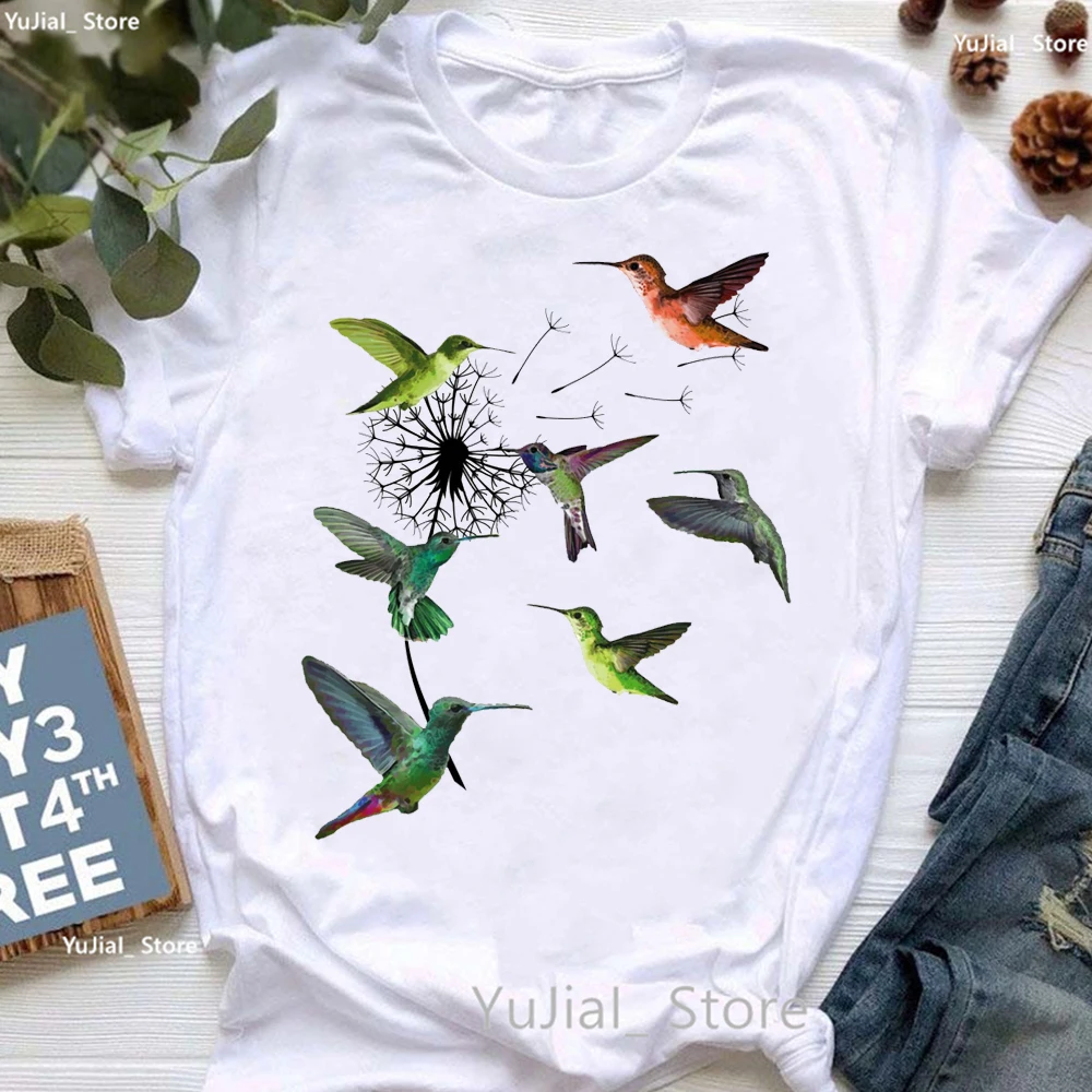 

2024 Colorful Dandelion Birds Print T Shirt Girls Funny Tui New Zealand Bird Tshirt Women Summer Fashion Tops Tee Shirt Femme