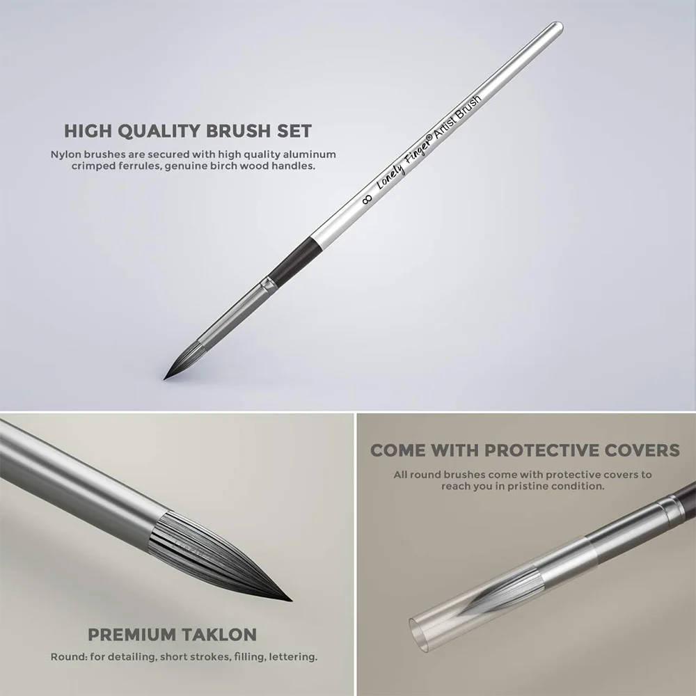 مجموعة فرش طلاء بالألوان المائية المستديرة مكونة من 10 قطع، مقبض مريح للشعر الناعم لزيت الغواش الأكريليك بالألوان المائية #4